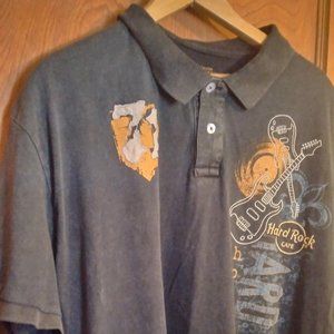 Hard Rock Cafe Hollywood Gray Polo XL